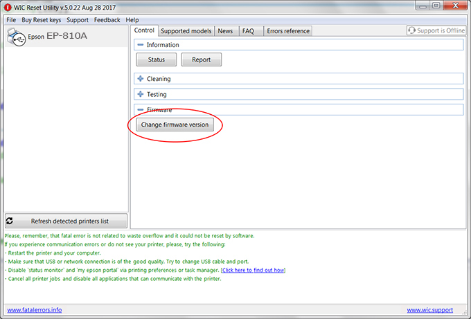 Key Firmware Epson EP-810A Step 2